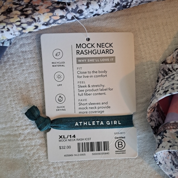 Athleta Girl girls size 14 rash guard, camo & gray New - Picture 3 of 4